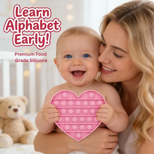 Miniatura 4 de Juguetes sensoriales antiestrés para niñas y niños pequeños, con forma de corazón rosa, alfabeto en relieve, juguete sensorial calmante