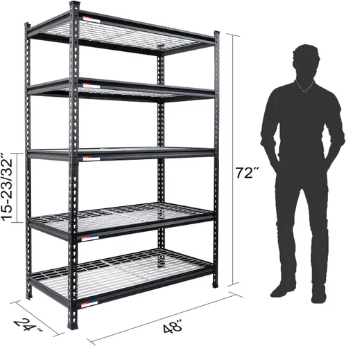 Miniatura 3 de WORKPRO Estantería de almacenamiento de metal de 5 niveles, 48 pulgadas de ancho x 24 pulgadas de profundidad x 72 pulgadas de alto, estante