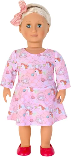 Miniatura 61 de Perfashion Vestidos a juego para niñas y muñecas sin mangas/manga larga, acampanados, faldas de fiesta de unicornio
