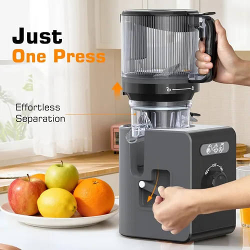Miniatura 6 de Máquinas extractoras de jugo de prensa en frío con canal de alimentación grande de 6.5", extractor de jugos para verduras y frutas enteras, alto