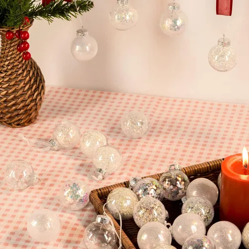 Miniatura 7 de 24 unidades - Adornos de bolas de Navidad de plástico transparente inastillable colgantes con bolas delicadas decorativas