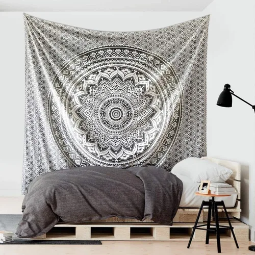 Miniatura 14 de ANJANIYA - Tapiz para colgar en la pared, diseño de mandala, nuevo sombreado dorado, decoración de dormitorio, metálico, hippy, arte de muro