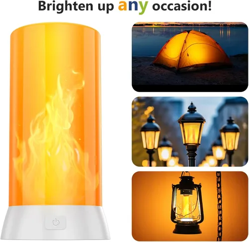 2 piezas de luces LED de llama, lámpara de llama recargable por USB con control remoto y temporizador, velas sin llama impermeables y regulables