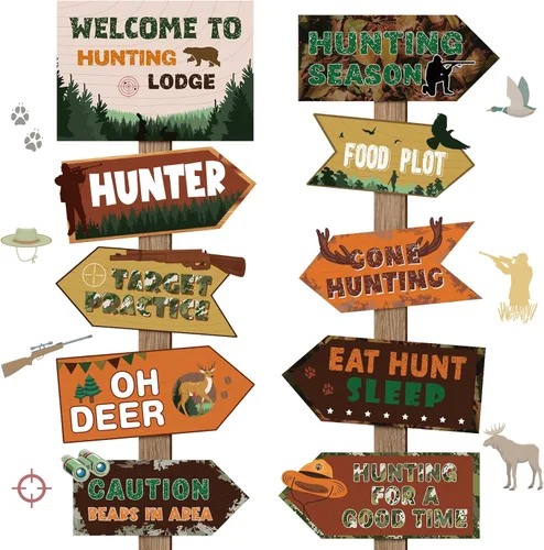 Miniatura 23 de Hooqict 20 piezas de señal de fiesta safari para bienvenida a la fiesta temática de safari en la selva, señales direccionales, decoraciones