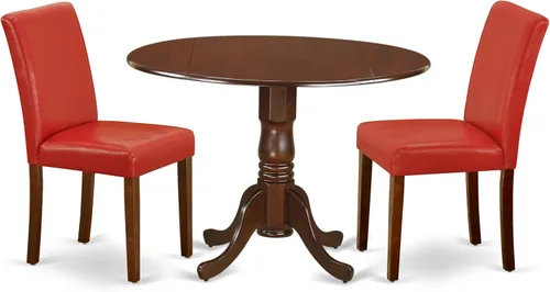 Miniatura 19 de East West Furniture DLAB5-BLK-61 - Juego de mesa de cocina de 5 piezas para 4 personas, incluye una mesa de comedor redonda con gotas y 4 sillas