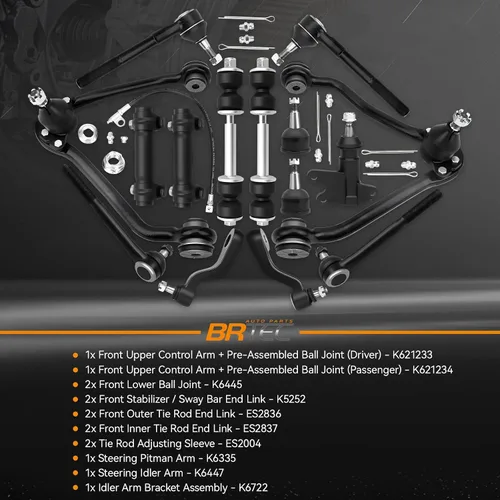 Miniatura 2 de Kit de suspensión delantera para Chevy para GMC C1500 C2500 C3500 Suburban 1993 1994 1995 1996 1997 1998 1999 2000 Brazos de control superior e