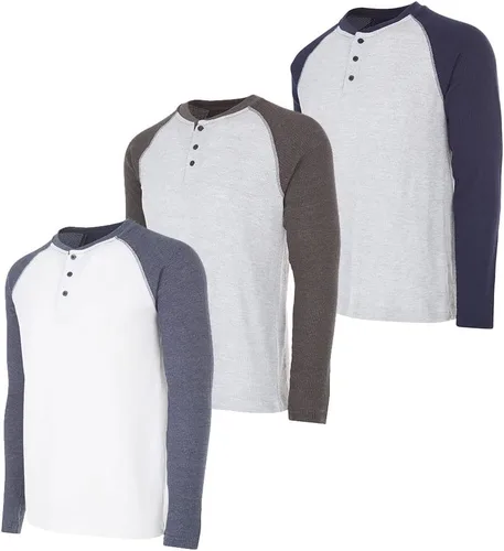 Miniatura 33 de DARESAY Paquete de 3: camiseta térmica de manga larga para hombre, camisetas de manga larga Henley & Crew para hombre, camisetas de manga larga