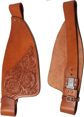 Miniatura 4 de Horse Western Adult Tooled Leather Replacement Saddle Fenders 5223