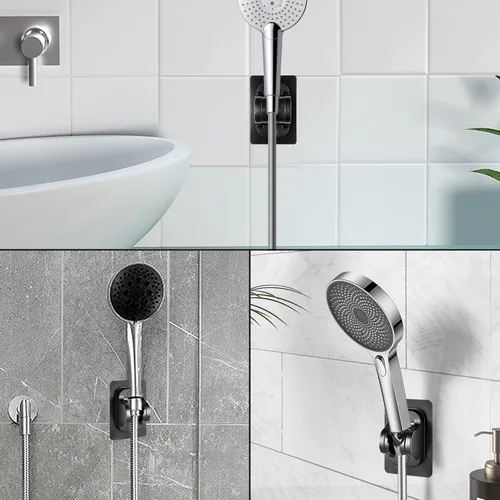 Miniatura 5 de Soporte de ducha adhesivo fuerte para montaje en pared, paquete de 2 soportes de ducha grandes autoadhesivos para cabezal de ducha de mano para baño