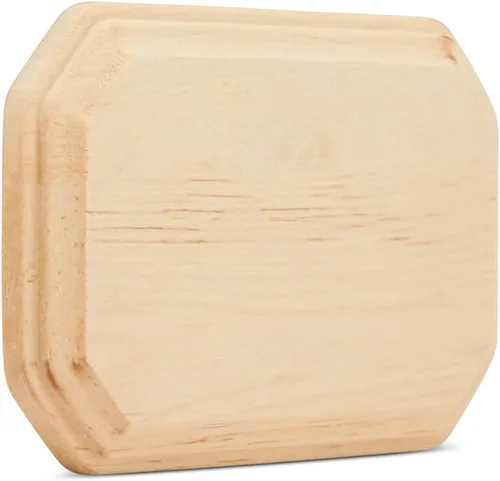 Miniatura 3 de Placa de madera rectangular de 12.7 cm, 2 piezas con borde biselado y esquinas recortadas, placa de madera sin acabar, piezas en blanco de madera
