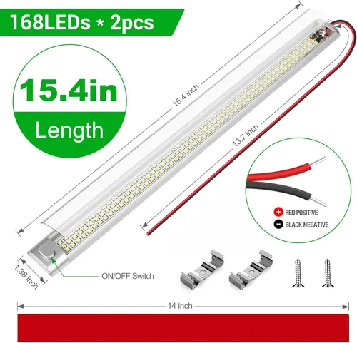 Miniatura 3 de CT CAPETRONIX Barra de luz LED de 12 V, 168 LED, 1700 lúmenes, 10 W, CC de 12 voltios con interruptor de encendido/apagado, para remolque de carga