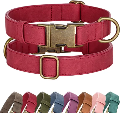 Miniatura 14 de Didog Collar de perro de cuero PU suave, elegante collar de perro de liberación rápida para perros grandes, fácil de limpiar, collar ajustable