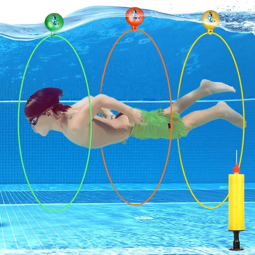 Cludoo Anillos de natación para buceo en piscina, juguetes para niños, alta estabilidad, no requiere montaje, juguete de piscina, aros de natación