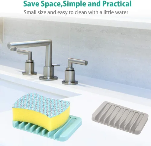 Miniatura 3 de Jabonera autodrenante de 3 piezas, jabonera de silicona de alta calidad, protector de jabón para ducha, baño, cocina, bañera, esponjas, mantiene