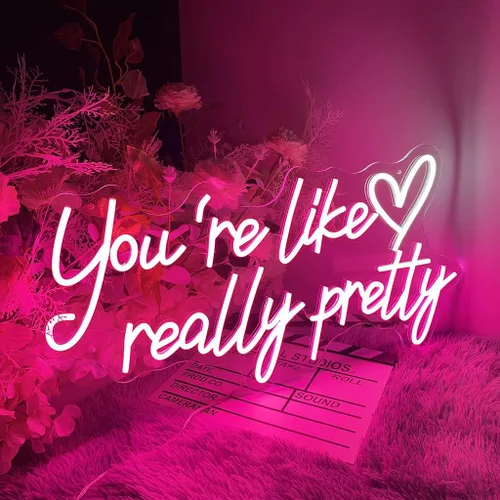 Miniatura 3 de Letrero de neón con texto en inglés "Your are Like Really Pretty Neón", luces LED de neón para dormitorio, cumpleaños, boda, compromiso, fiesta