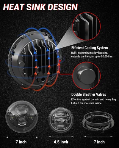 Miniatura 6 de Z-OFFROAD Nuevo faro LED de motocicleta de 7 pulgadas con luces antiniebla de 4.5", kit DOT compatible con Harley Davidson Road King Electra Glide