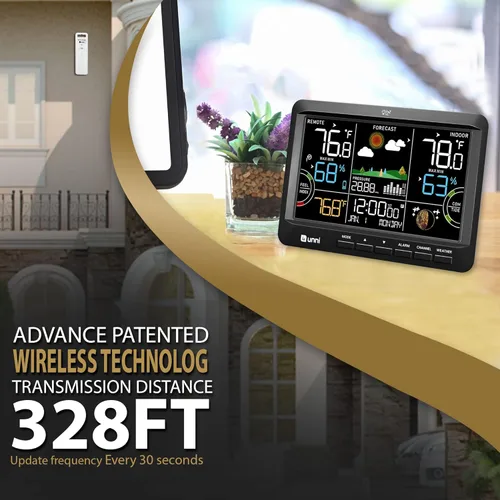 Miniatura 7 de Estación meteorológica para interiores y exteriores, termómetro inalámbrico, reloj atómico para el hogar con gran pantalla constante, monitor