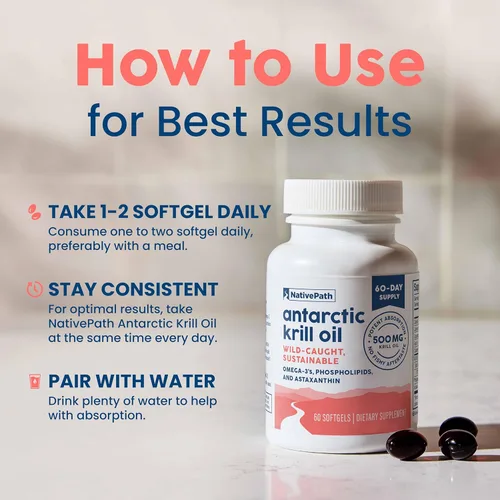 Miniatura 5 de NativePath Aceite de krill antártico – Aceite de krill omega 3 capturado en la naturaleza, 500 mg cápsulas blandas con EPA, DHA y astaxantina