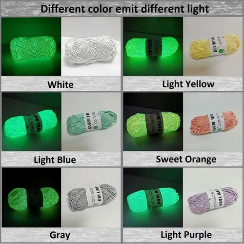 Miniatura 6 de 5 rollos de hilo que brillan en la oscuridad, 55 yardas de hilo de ganchillo luminoso para tejer, suministros de costura para tejer manualidades Gris