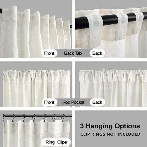 Miniatura 7 de KOUFALL Cortinas transparentes de lino de 90 pulgadas, cortinas para Sala Modernas 2025 De Lino Elegantes, cortinas personalizadas con pestaña