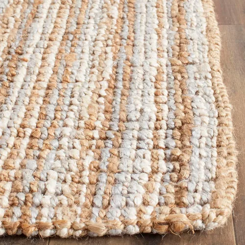 Miniatura 5 de SAFAVIEH Alfombra de área de 9 x 12 pies, colección de fibra natural, grande, gris y marrón natural, yute hecho a mano, estilo de granja, pelo