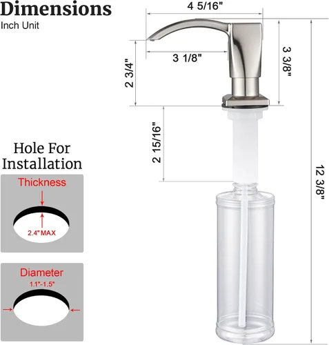 Miniatura 2 de Ultimate Unicorn Dispensador de jabón para fregadero de cocina, dispensador de jabón integrado para fregadero de cocina, dispensador de jabón debajo