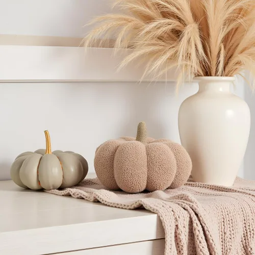 Miniatura 9 de Pearhead Almohada de calabaza sherpa, decoración moderna de otoño para el hogar, Acción de Gracias y Halloween, decoración de vacaciones, calabaza