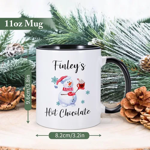 Miniatura 3 de Tazas de café de Navidad con nombre personalizado, tazas de chocolate caliente para niños, taza de té de cerámica de 11 onzas, taza de té de muñeco