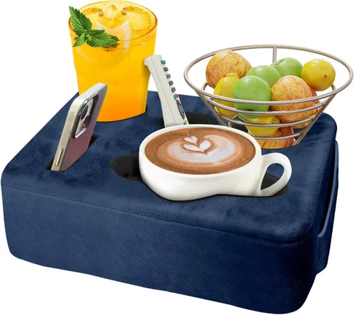 Almohada Portavasos para Sofá y Cama, Nisdoing Portavasos de Sofá de 5 Agujeros! Mantén las Bebidas al Alcance de la Mano y Mantén la Temperatura,