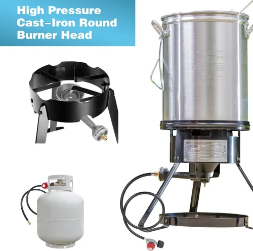 Miniatura 8 de Quemadores de gas propano de hierro fundido de alta presión, quemador de cocina de propano con regulador de propano ajustable de alta presión de 20