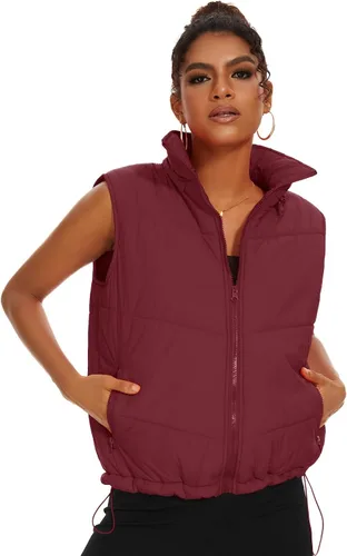 Miniatura 2 de Micoson Chalecos acolchados para mujer, de invierno, sin mangas, con capucha, con cremallera, cuello alto, con bolsillo, ajuste holgado