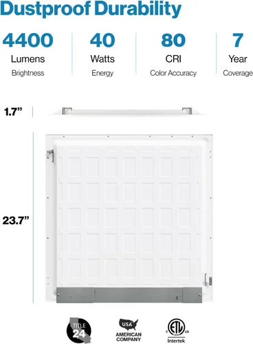 Miniatura 6 de Sunco - Paquete de 24 luces LED de panel plano de 2 x 2 para techo caído, accesorio de iluminación de repuesto comercial Trofer, 4400 LM, 40W, CCT