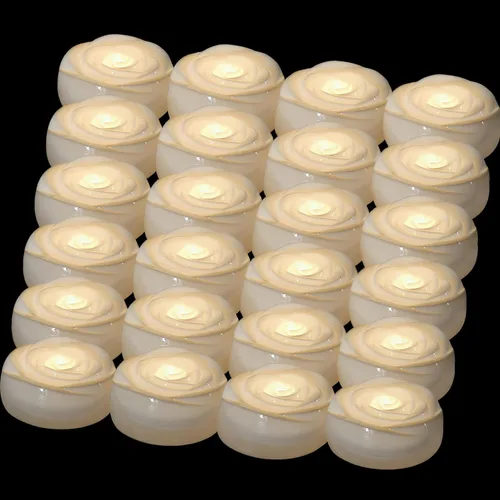 Miniatura 14 de Aignis 24 velas flotantes LED sin llama, velas de plástico de 3 pulgadas que funcionan con pilas, tiempo de brillo de más de 120 horas, luz blanca
