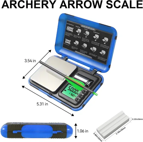 Miniatura 4 de Báscula de tiro con arco de doble unidad y pantalla HD, escala digital LCD de flechas de bolsillo, escala de 7.05 oz x 0.00 oz de gramos, mini