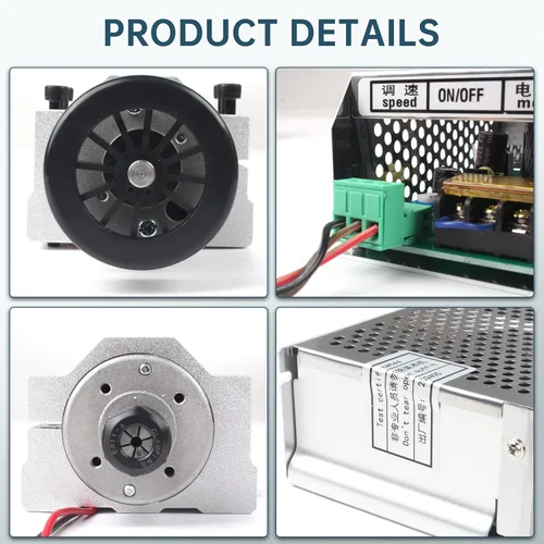 Miniatura 6 de RATTMMOTOR Motor de husillo refrigerado por aire CNC de 500 W ER11 12000RPM + voltaje de entrada AC110V-220V controlador de velocidad con fuente