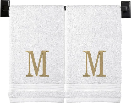 Miniatura 53 de Toallas de mano con monograma para baño, algodón turco de lujo, bordadas en Estados Unidos, juego de 2, elige el color del juego