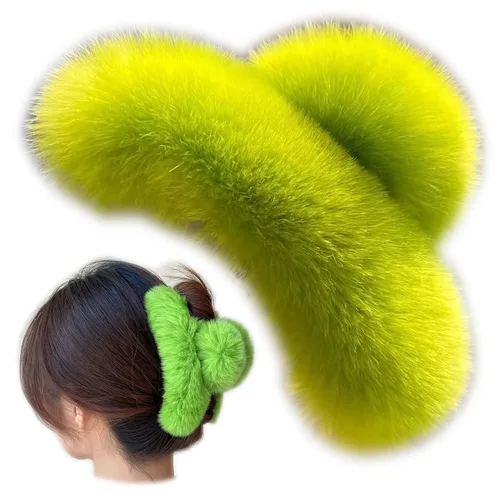 Miniatura 4 de YOYLMAL - Pinza grande de pelo sintético para mujer, 5.1 pulgadas, pinzas de pelo mullidas y esponjosas, antideslizantes, fuerte sujeción peluda