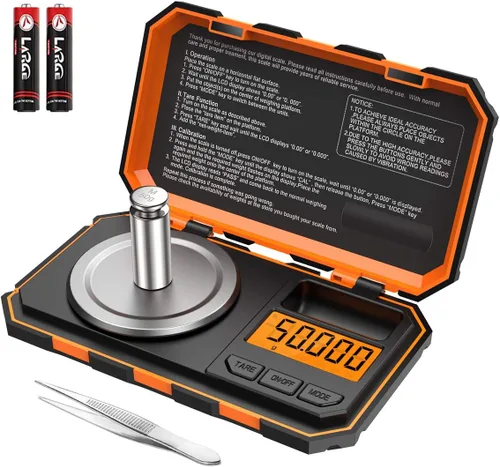 Báscula digital profesional de miligramo, 1.76 oz (actualizada) báscula de joyería de tamaño de bolsillo de alta precisión máxima, báscula Naranja