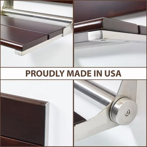 Miniatura 7 de Asiento de ducha plegable montado en la pared con respaldo Capacidad de carga máxima de 500 libras Asiento de ducha de teca compatible con ADA