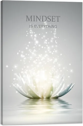 Lienzo decorativo de pared con diseño de flor de loto, póster con citas motivacionales de mentalidad, para oficina zen, decoración de pared,