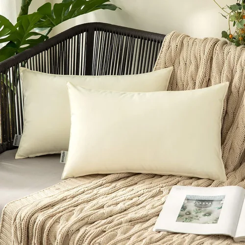 Miniatura 54 de MIULEE - Juego de 2 fundas de almohadas decorativas para exteriores, impermeables, cuadradas, para jardín, para cenador de primavera, tienda de Negro
