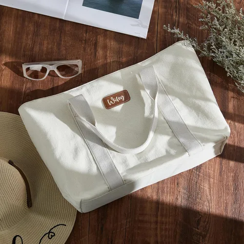 Miniatura 5 de AW BRIDAL Monogram Canvas Tote Bag for Chrismas, Bridal Shower, Retirement, Birthday Gifts for Women Mom Wife Sister Friends
