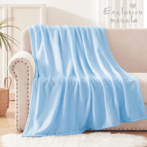 Miniatura 3 de Exclusivo Mezcla Manta de vellón para sofá, cama, súper suave y cálida, para uso en todas las estaciones, acogedora, afelpada, ligera, azul hielo