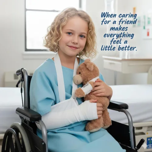 Miniatura 6 de Jolitee Oso de peluche con brazo roto con brazo izquierdo o derecho, regalo de recuperación de animales de peluche para niños, 10.5 pulgadas