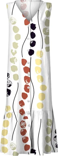 Miniatura 3 de Vestido largo de verano para mujer, sin mangas, cuello en V, botones y bolsillos, con vuelo, estampado casual