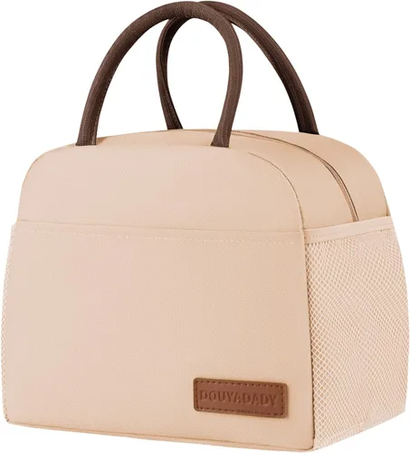 Miniatura 26 de douyadady Bolsa de almuerzo para mujeres/hombres, fiambrera mujeres/hombres (azul bebé+rayas blancas)