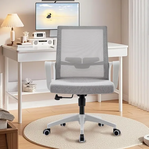 Silla de oficina ergonómicamente diseñada con respaldo de malla transpirable y soporte lumbar, altura ajustable, adecuada para oficinas, hogares,