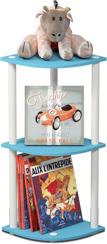 Miniatura 21 de Furinno TURN-N-TUBE - Estantería esquinera de 4 niveles, estantería de esquina para libros, estanterías de exhibición y almacenamiento con estantes