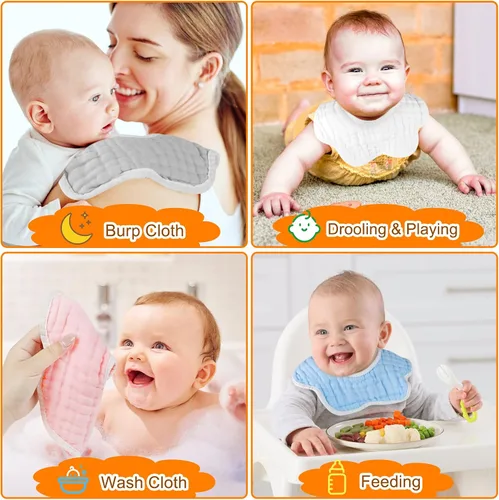 Miniatura 6 de Accmor Muslin Baby Bibs Baby Bandana Drool Bibs for Unisex Boys Girls, Cotton Baby Drool Bibs for Teething Drooling