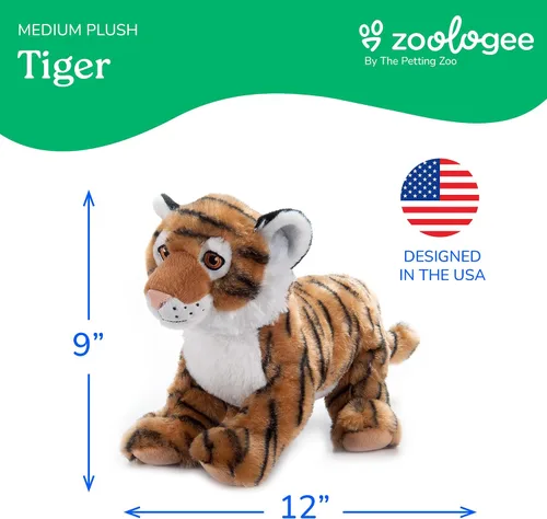 Miniatura 3 de The Petting Zoo Peluche de tigre, regalos para niños, animales de vida silvestre Earth Keeperz, juguete de peluche de tigre a rayas Zoologee, 12